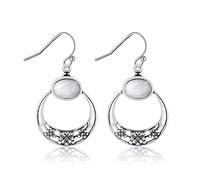 6x8mm Oval Moonstone Childish Chrysanthemum Pendant Earrings Female Models Party Engagement Wedding