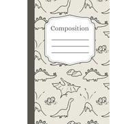 6x9 Inch Lined Composition Notebook Cute Dinosaur Line Art Cover: Soft Cover Journal for Note Taking and Studying