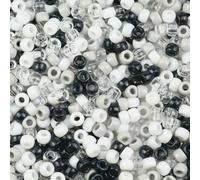 6x9mm 200-1200pcs Round Pony Beads for Jewelry Making DIY Hair Braids and Party Decorations Black White Grey Loose Beads-Mixed Color-1000pcs