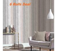 6xArthouse Rustic Paint Wood Grain Panel Effect Grey Blush Pink Wallpaper 902809
