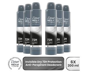 6xDove Anti-Perspirant Men+Care Advanced Invisible Dry 72H Protection Deo, 200ml