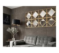 6xGold Diamond Shape Square Frame Wall Mirror 40Cm