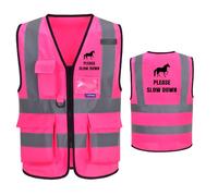 6XL 7XL 8XL Equestrian PLEASE SLOW DOWN Hi Vis Vest Pink Horse Riding Safety Vest 6XL 7XL 8XL pink Reflective Waistcoat Jacket