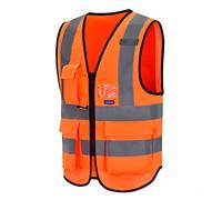 6XL-7XL-8XL Hi vis jacket Hi Viz High Visibility Reflective orange Safety Vest Workwear Executive Manager Waistcoat Jacket Zip 2 Band Brace Security hi vis vests