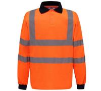 (6XL, Orange) Yoko Unisex Adult Hi-Vis Long-Sleeved Polo Shirt