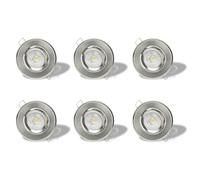 6xLED Spot Lights Dimmable 7W Bathroom Spot Lights Ceiling Adjustable Angle,Brushed Chrome Ceiling Spotlights with GU10 Bulbs,6000K Cool White LED Downlights IP44 Waterproof for Ceiling for Kitchen