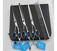 7.0 Inch Dog Pet Grooming Scissors Set, Straight Thinning Curved Shears with Comb for Full Body, Professional Trimming Tools for Full Body Long Short Hair