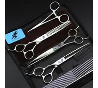7.0-Inch Professional Hairdressing Scissors Set (Silver), Left-Handed Hair Cutting Scissors Set, with Comb and Case, for Home and Professional Hairdressers