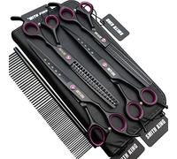 7.0 inches Professional Dog Grooming Scissors Set Straight & thinning & Curved & chunkers with Comb in 1 Set