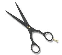 7.0 inches Professional Salon Barber Hairdressing Sharp Black Scissor - Adjustable Gold Finger Rest - Multinational Hair Cutting Shear