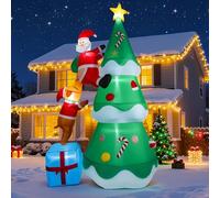 7.05FT Inflatable Christmas Tree with Dog and Santa Claus,Christmas Blow up Yard Decorations with LED Lights,Giant Xmas Inflatables Outdoor Decorations for Party Patio Garden Lawn