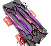 7.0in Professional Pet Grooming Scissors set,Straight & Thinning & Curved scissors 4pcs set for Dog grooming (Violet)