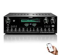 7.1 Channel Stereo Audio Amplifier Home Receiver 1800W Bluetooth HiFi Support DVD/CD/AUX Dual Dynamic Screen for Speakers Karaoke