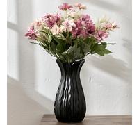7.1" Matte Black Ceramic Flower Vase, Elegant Handcrafted Modern Farmhouse Decor, Simple Nordic Style Aesthetic Decorative Flower Vases for Home Decor, Living Room, Bookshelf, Office, Entryway
