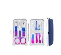 7/10/12/15Pcs Stainless Steel Manicure Kit Nail Clippers Set Manicure Professional Grooming Care Tool Leather Travel Case,7 pcs Set