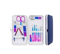 7/10/12/15Pcs Stainless Steel Manicure Kit Nail Clippers Set Manicure Professional Grooming Care Tool Leather Travel Case,12 pcs Set