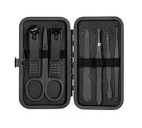 7/10/16/18/Stainless Steel Nail Clipper Cutter Trimmer Earpick Grooming Kit Manicure Pedicure Scissor Tweezer Nail Tools Set,All Black 7Pcs
