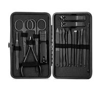 7/10/16/18/Stainless Steel Nail Clipper Cutter Trimmer Earpick Grooming Kit Manicure Pedicure Scissor Tweezer Nail Tools Set,All Black 18Pcs