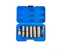 7/11Pc Spiral Type Deep Socket Extractor Set for Removing Locking Wheel Nut Bolt Stud with 3/8in Drive Adapter, for Cr-Mo Steel Construction(7PCS)