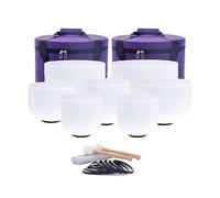 7-12 inch Set of 7 Pcs Frosted Quartz Chakra Singing Bowls for Yoga Meditation, Crystal Sound Bowls with 2Pcs Free Heave Duty Carring Case, Rubber Mallets, Suede Strikers and O-rings(440Hz)