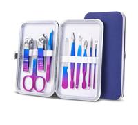 7-15pcs Colored Manicure Set Stainless Steel Eyebrow Repair and Beauty Nail Clippers Set Ear Spoon Pedicure Scissors Nail Tools,10pcs