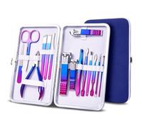 7-15pcs Colored Manicure Set Stainless Steel Eyebrow Repair and Beauty Nail Clippers Set Ear Spoon Pedicure Scissors Nail Tools,15pcs
