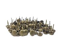 7/16”x 5/8" Antique Brass Upholstery Nails Tacks, Metal Chrysanthemum Nails, Upholstery Nail Tack Stud, Decorative Tack Pushpins Doornail for Wood Furniture Decor 100Pcs (7/16"×5/8", Bronze)