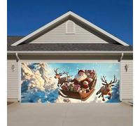 7×16ft Christmas Garage Door Cover Banner,Large Merry Christmas Backdrops Holiday Door Cover Mural for Xmas Decoration Outdoor Wall Decor Snowman Snowflake Backdrop (I)