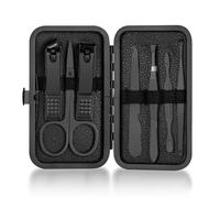 7/18 Pieces Black Nail Clipper Set Professional Stainless Steel Manicure Scissors Set with Travel Case,7PCS