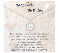 7-18 Year Old Girl Birthday Gifts, Pearl Necklace Happy Birthday Gifts for Girls Teens Daughter Granddaughter Sister Niece Friend as Birthday Decorations with Birthday Card, 16-18“, Stainless Steel