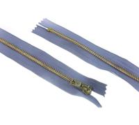 7"/ 18cm Heavy Brass Metal Closed End Jean Zips Grey - per single zip