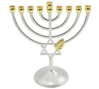 7.1x6.3x3.2 in Hanukkah Menorah, 9-branch Menorah Candle Holder Polished Vintage Classic Candle Stand for New Year Festival Home Decoration Photo Prop