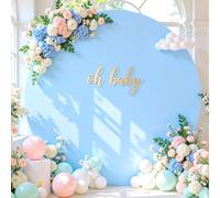 7.2 FT Baby Blue Round Backdrop Cover for Circle Balloon Arch Stand Stretchy Circle Arch Backdrop Covers for Wedding Arch Baby Shower Birthday Party Photo Shoot Photography Arch Background Decorations
