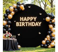 7.2 FT Black Round Backdrop Cover for Circle Balloon Arch Stand Stretchy Circle Arch Backdrop Covers for Wedding Arch Baby Shower Birthday Party Photo Shoot Photography Arch Background Decorations