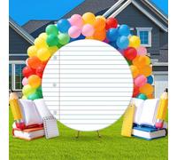 7.2 Ft Large Notebook Backdrop Cover School Party Decoration Circle Arch Stand Background Notebook Arch Backdrop Cover Round Photo Photography Props for Kindergarten First Day of School Party Supplies