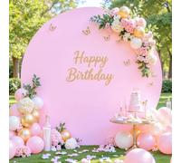 7.2 FT Pink Round Backdrop Cover for Circle Balloon Arch Stand Stretchy Circle Arch Backdrop Covers for Wedding Arch Baby Shower Birthday Party Photo Shoot Photography Arch Background Decorations