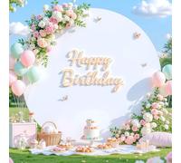 7.2 FT White Round Backdrop Cover for Circle Balloon Arch Stand Stretchy Circle Arch Backdrop Covers for Wedding Arch Baby Shower Birthday Party Photo Shoot Photography Arch Background Decorations