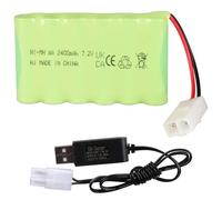 7.2 V 2400 mAh Ni-MH Battery with Tamiya KET 2P Connector & USB Charging Cable, AA NiMH Rechargeable Battery Pack for RC Vehicle Car Truck Excavator Crawler Tank Toy, RC Off-Road Vehicles