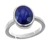 7.25 Ratti 6.44 Carat Blue Sapphire Stone Best Precious Unheated & Untreated Panchdhatu Adjustable Ring Stone Rashi Neelam Ratan Certified Loose Gemstone For Men And Women'S(Lab-Tested)-B0CVH5TYMRNAMZ