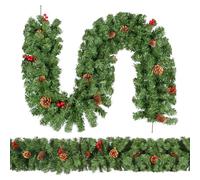 7.2FT/2.2m Christmas Garland, Uten Fireplace Garland Christmas, Realistic Green Christmas Garland with Pine Cones Red Berries Garland Decorations for Fireplace Stairs Door Xmas Tree Decor