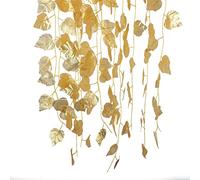 7.2ft/210cm Christmas Garland 12 Pcs Artificial Golden Grape Leaf Garland for Christmas Tree Staircase Garden Courtyard Xmas Home Indoor Stairs Railing Fireplace Outdoor Wedding Decorations