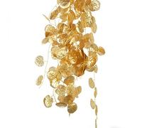 7.2ft/210cm Christmas Garland 12 Pcs Artificial Golden Lotus Leaf Garland for Christmas Tree Staircase Garden Courtyard Xmas Home Indoor Stairs Railing Fireplace Outdoor Wedding Decorations