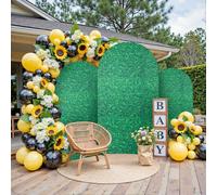 7.2ft 6.6ft 6ft Green Leaves Arch Backdrop Cover Set of 3, Wrinkle Free Stretchy Spandex Greenery Grass Leaf Chiara Arch Backdrop Stand Covers for Jungle Party Wedding Photo Photography Backgrounds