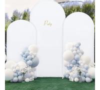 (7.2FT, 6.6FT, 6FT) Wedding Arch Cover Set of 3 White Spandex Fitted Arch Cover for Round Top Chiara Backdrop Stand Covers for Party Birthday Banquet Photo Background Decoration