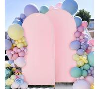 7.2FT 6FT Baby Pink Arch Backdrop Cover Set of 2, Wrinkle-Free Stretchy Spandex Wedding Arch, Round Chiara Background Stand for Birthday Party Baby Shower