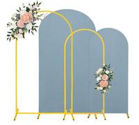 7.2FT, 6FT Wedding Arch Stand and Matching Dusty Blue Spandex Fitted Arch Backdrop Cover Set, Round Top Chiara Backdrop Stands and Covers for Birthday Party Baby Shower Arch Decor (Dusty Blue)