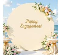 7.2FT Beige Round Backdrop Cover Polyester Arch Backdrop Cover for Circle Stand Wedding Arch Birthday Party Photography Decoration