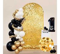 7.2FT Gold Sequin Backdrop Cover: Big Payette Glitter Fabric Arch Covers for Birthday Party Baby Shower Decorations