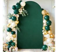 7.2FT Hunter Green Arch Backdrop Cover, Spandex Fitted Wedding Arch Stand Covers 2-Sided Round Top Chiara Arch Backdrop Cover for Wedding Ceremony Birthday Party Baby Shower Banquet Decoration