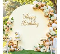 7.2FT Ivory Round Backdrop Cover Polyester Arch Backdrop Cover for Circle Stand Wedding Arch Birthday Party Photography Decoration